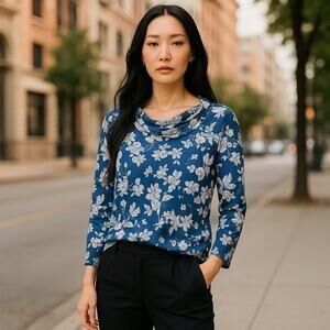 Taylor Blue Floral Blouse